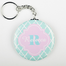 Sky Lavender Moroccan Personalised Button Keychain