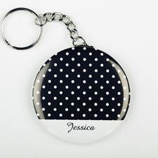 Polka Dot Personalised Button Keychain
