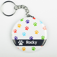 Paw Print Personalised Button Keychain