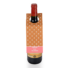 Brown Polka Dots Personalised Wine Tag, set of 6