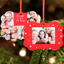 Amazing Year Personalised Metal Square Ornament, Red