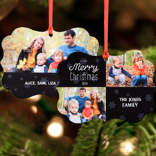 A Very Merry Christmas Personalised Metal Ornament, Black
