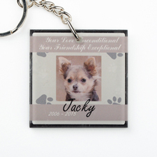 Brown Pet Memorial Personalised Acrylic Square Keychain
