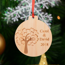 Love Tree Personalised Engraved Wooden Ornament