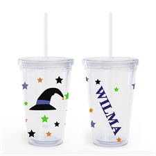 Witch Hat Personalised Halloween Acrylic Double Wall Tumbler