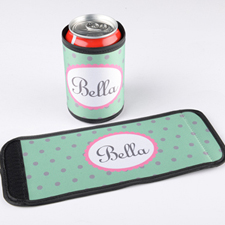 Mint Grey Polka Dot Personalised Can And Bottle Wrap