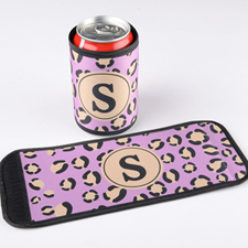 Purple Leopard Personalised Can And Bottle Wrap