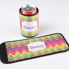 Rainbow Zig Zag Personalised Can And Bottle Wrap