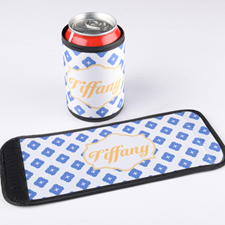 Blue Pattern Personalised Can And Bottle Wrap