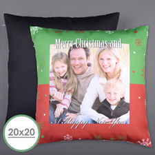 Merry Christmas Personalised Photo Large Pillow Cushion Cover 20