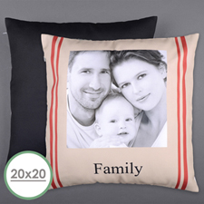 Stripe Family Personalised Photo Large Pillow Cushion Cover 20