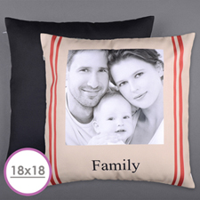 Stripe Family Personalised Photo Large Cushion 18