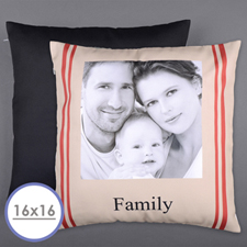 Stripe Family Personalised Photo Pillow Cushion (No Insert) 