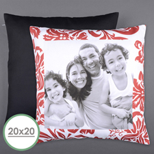 Red Floral Personalised Photo Large Pillow Cushion Cover 20