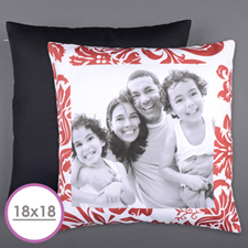 Red Floral Personalised Photo Large Cushion 18