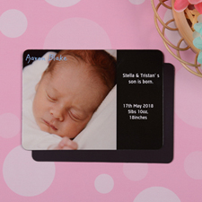 Personalised I Am A Boy Black Birth Announcement Photo Magnet