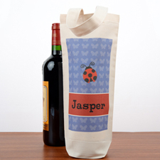 Ladybug Personalised Wine Cotton Tote Bag
