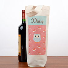Owl Personalised Wine Cotton Tote Bag