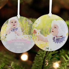 Baby Girl First Christmas Personalised Photo Acrylic Ornament