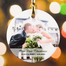 Our First Christmas Personalised Photo Porcelain Ornament
