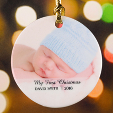 My First Christmas Personalised Photo Porcelain Ornament