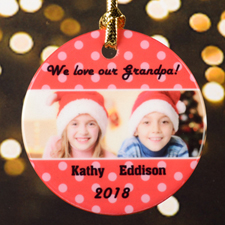 Red Personalised Photo Christmas Porcelain Ornament