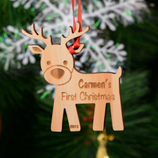 Reindeer Personalised Engraved Wooden Ornament