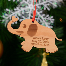 Elephant With Heart Personalised Engraved Wooden Ornament