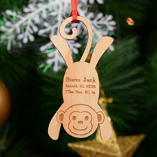 Monkey Personalised Engraved Wooden Ornament