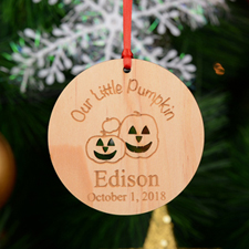 Our Little Pumpkin Personalised Engraved Wooden Ornament