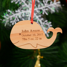 Whale Personalised Engraved Wooded Ornament
