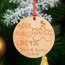 Owl Personalised Engraved Wooden Ornament