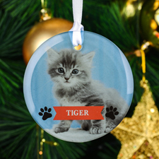 Paws Personalised Photo Round Glass Ornament