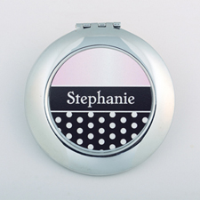 Polka Dot Personalised Round Compact Mirror