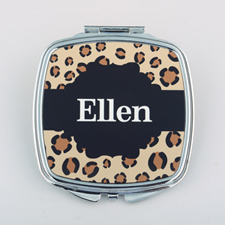 Leopard Personalised Square Compact Mirror
