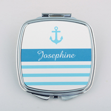 Anchor Stripe Personalised Square Compact Mirror