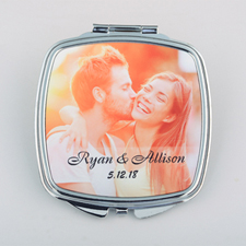 Wedding Date Personalised Square Compact Mirror