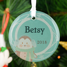Personalised Penguin Glass Round Ornament