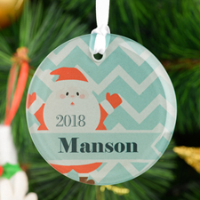 Personalised Santa Claus Glass Round Ornament