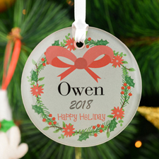 Personalised Happy Holidays Glass Round Ornament