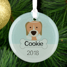 Personalised Pet Dog Glass Round Ornament