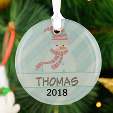 Personalised Santa Claus Snowman Glass Round Ornament