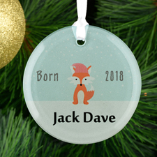 Personalised Fox Glass Round Ornament