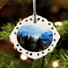 Personalised Photo Oval Filigree Landscape Ceramic Ornament (Custom 1 Side)