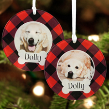 Puppy Dog Personalised Photo Acrylic Round Ornament