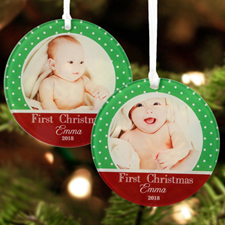 First Christmas Personalised Photo Acrylic Round Ornament