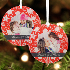 Blooms Christmas Personalised Photo Acrylic Round Ornament