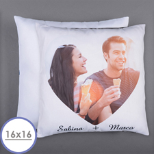 Personalised Heart Photo Pillow (White Back) 16