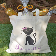 Cat Personalised Halloween Trick Or Treat Bag For Girls