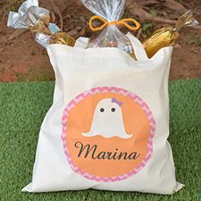 Ghost Personalised Halloween Trick Or Treat Bag For Girl